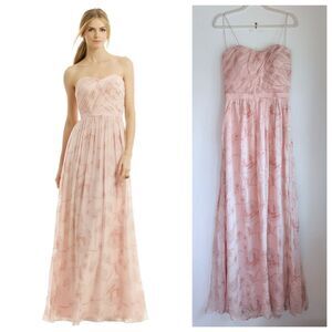 NWT ERIN Erin Fetherston Garden Fairy Strapless Gown in Strawberry Cream Pink 12